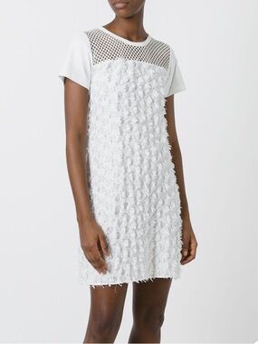 See By Chloe fringe black cotton T-shirt dress in black (C)